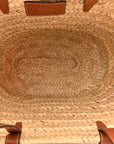 Raffia Calfskin Triomphe Medium Panier Tan