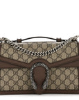 GG Supreme Monogram Textured Dollar Calfskin Top Handle Dionysus Shoulder Bag Beige Ebony New Acero