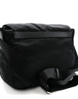 Tessuto Nylon Saffiano Double Buckle Messenger Shoulder Bag Black