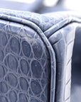 Matte Porosus Crocodile 18K White Gold Diamond Birkin 35 Bleu Brighton
