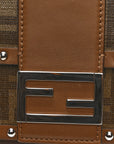 Shiny Glazed Fabric Vachetta FF 1974 Mini Baguette Trunk Mogano Panna Cuoio