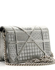 Metallic Patent Micro-Cannage Baby D1ORama Flap Bag Silver