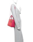 Lambskin Cannage Medium Bi-Color Lady D1OR Orange Fuchsia
