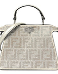Iridescent Crystal Vitello Laminato Suede FF Petite Peekaboo I SEE U Satchel Cappuccino
