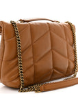 Lambskin Quilted Toy Loulou Puffer Monogram Chain Satchel Miel Dark