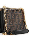 Vitello Liberty Bi-Color FF 1974 Embossed Small Kan U Shoulder Bag Maya Black