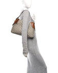GG Supreme Monogram Emblem Medium Shoulder Bag Beige Ebony Sundial