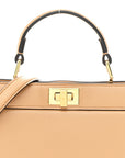 Shiny Nappa Petite Peekaboo I SEE U Satchel Miele Scuro