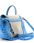 Grained Calfskin Canvas Small La Medusa Chain Top Handle Handbag Rope Blue