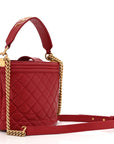 Calfskin Quilted Boy Bucket Bag Red