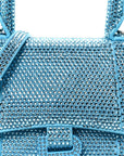 Strass Suede Hourglass Top Handle Bag XS Light Blue
