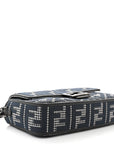 Wool Vitello King Houndstooth FF Embroidered Baguette Grigio Anthracite
