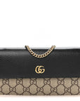 Dollar Calfskin GG Supreme Monogram Petite GG Marmont Wallet Chain Bag Black Beige Ebony