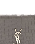 Calfskin Crocodile Embossed Kate Monogram Tassel Chain Wallet Fog