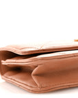 Lambskin Quilted CHNL 19 Wallet On Chain WOC Brown