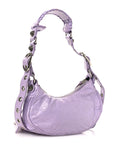 Extra Supple Calfskin Crocodile Embossed Le Cagole Shoulder Bag XS Lilac