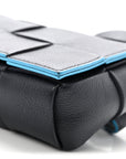 Grained Calfskin Intrecciato Cassette Belt Bag Deep Blue Pool