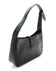 Calfskin Crocodile Embossed LE 5 A 7 Hobo Black