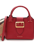 Soft Grain Calfskin Small Buckle Tote Parade Red