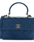Lambskin Quilted Small Trendy CC Flap Dual Handle Bag Blue