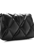 Nappa Calfskin Quilted Touch B Puffy Clutch Black