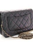 Iridescent Caviar Quilted Wallet On Chain WOC Green
