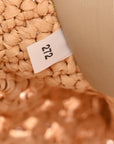 Yarn Raffia Effect Crochet Logo Embroidered Tote Bag Naturale