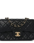 Lambskin Quilted Mini Rectangular Flap Black