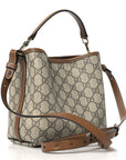 GG Supreme Monogram Emblem Small Shoulder Bag Beige Ebony Sundial