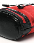 Suede Patent Web Small Ophidia Bucket Bag Hibiscus Red Black