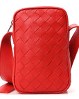 Nappa Intrecciato Phone Case Crossbody Bag Redstone
