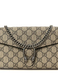 GG Supreme Monogram Mini Dionysus Chain Wallet Beige Taupe