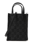 Denim GG Monogram Calfskin Mini Ophidia Tote Bag Black