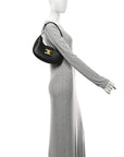 Smooth Calfskin Medium Strap Ava Triomphe Shoulder Bag Black