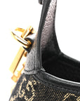 Jacquard Black Denim GG Monogram Textured Dollar Calfskin Mini Jackie 1961 Hobo Black Ivory