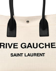 Linen Calfskin Small Rive Gauche Tote Greggio Natural