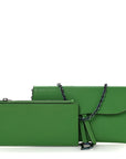 Goatskin Saddle Chain Wallet Pouch Bright Green