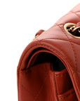 Lambskin Quilted Small Double Flap Red