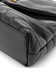 Calfskin Y Quilted Monogram Small Loulou Chain Satchel Black