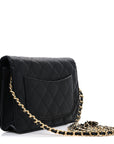 Caviar Quilted Wallet on Chain WOC Black
