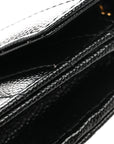 Grain De Poudre Matelasse Chevron Monogram Envelope Chain Wallet Black