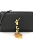 Smooth Calfskin Classic Monogram Kate Tassel Chain Wallet Black