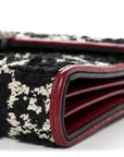 Tweed GG Monogram Mini Dionysus Chain Wallet Black White Romantic Cherry