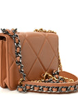 Lambskin Quilted CHNL 19 Wallet On Chain WOC Brown