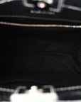 Crackled Mirror Calfskin Logo North South Shopper Tote XXS Silver