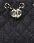 Denim Quilted Mini CHNL 25 Handbag Dark Blue