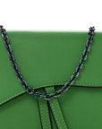 Goatskin Saddle Chain Wallet Pouch Bright Green