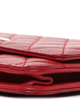 Lambskin Quilted Trendy CC Wallet On Chain WOC Red