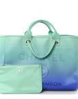 Shaded Calfskin Medium Deauville Tote Light Green Turquoise Purple