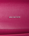 Grained Calfskin Tonal B Hourglass Top Handle Crossbody Phone Holder Fuchsia